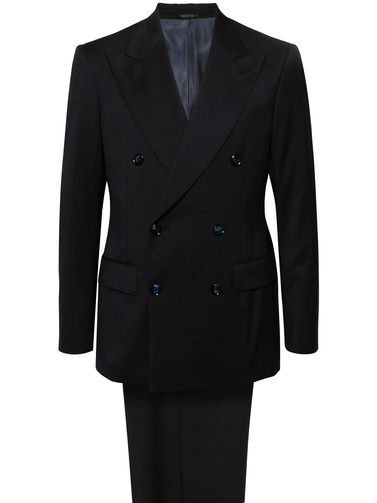 peak-lapel double-breasted suit