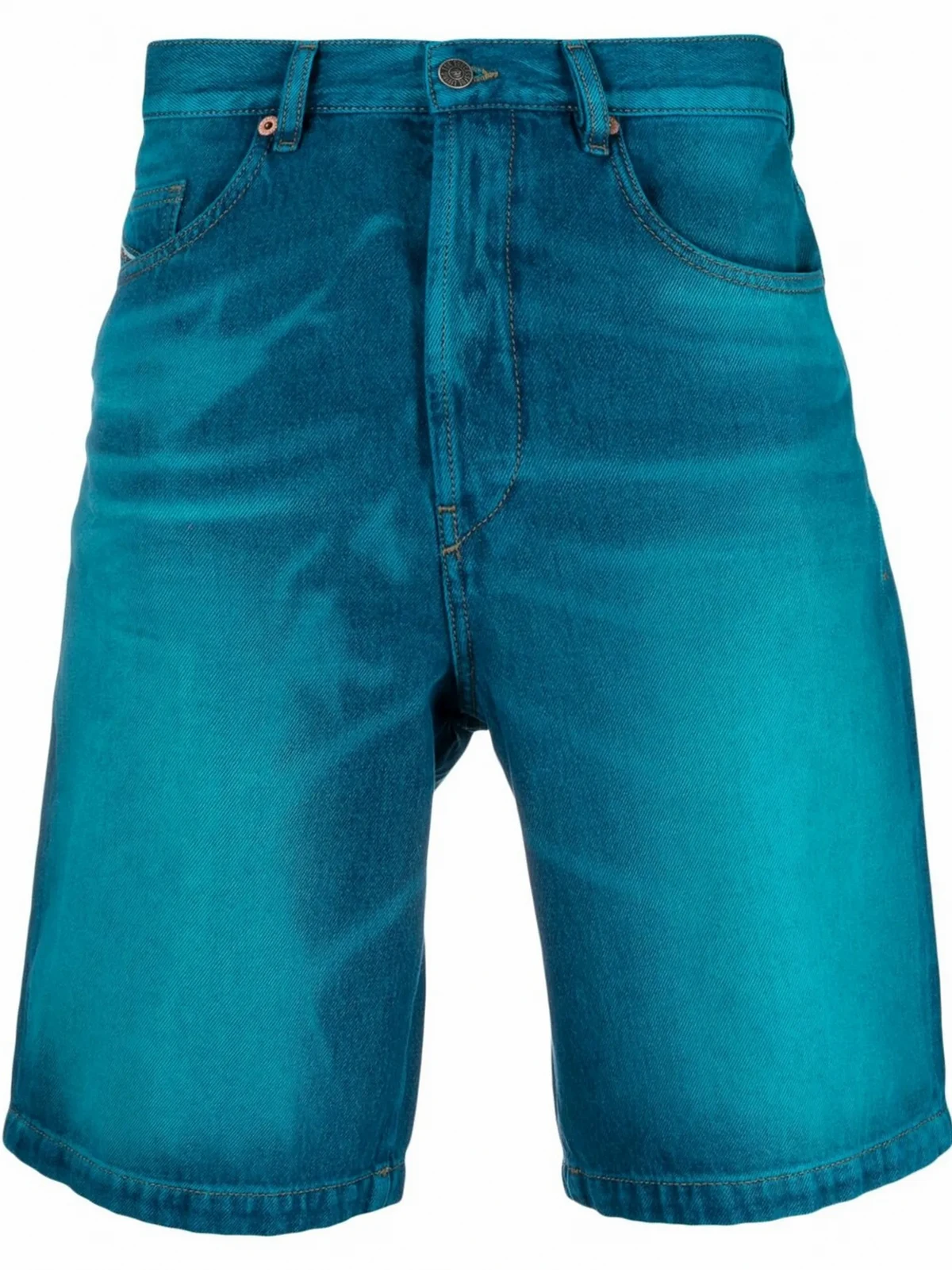 lasered-effect denim shorts