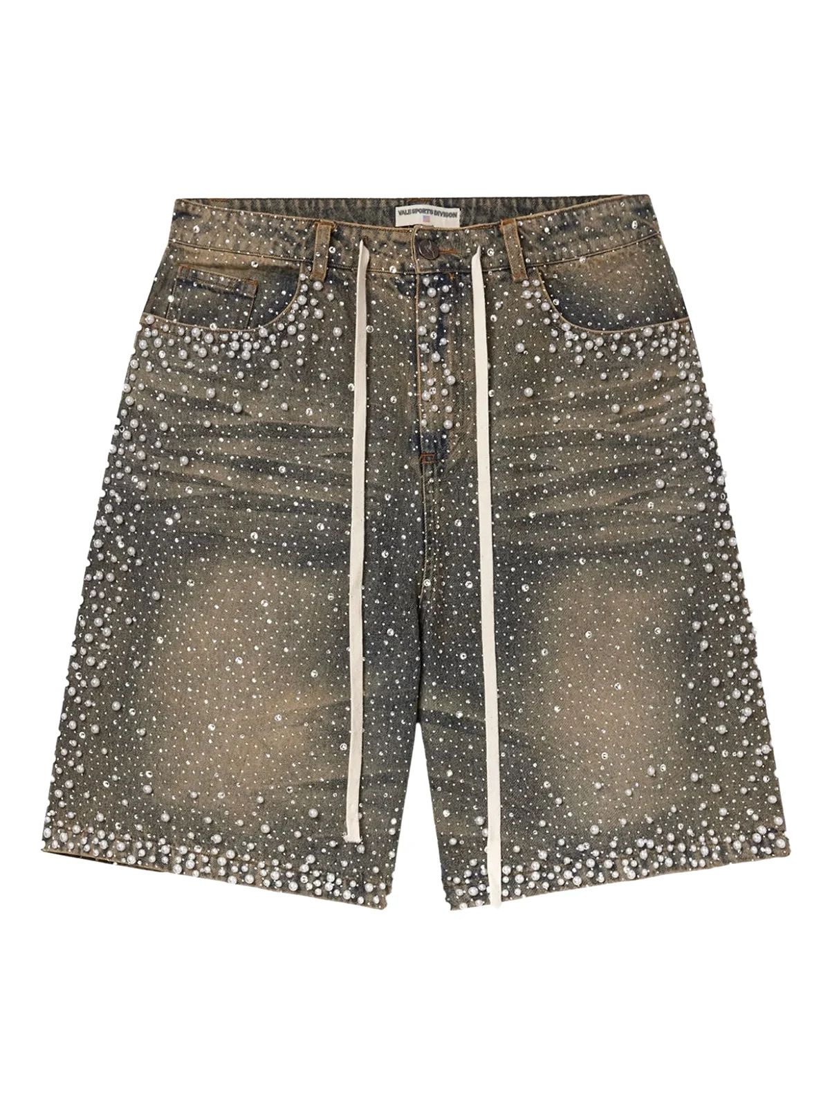 drawstring fastening denim shorts