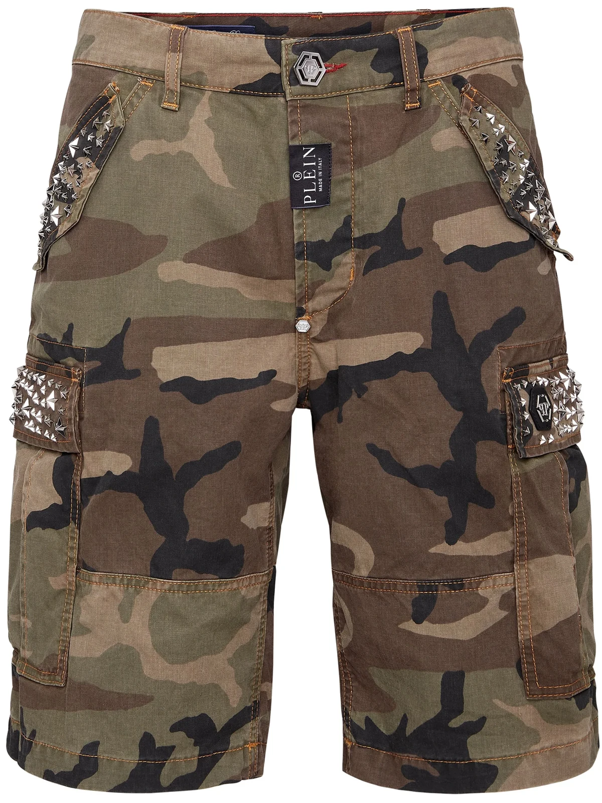 stud-embellished cargo shorts