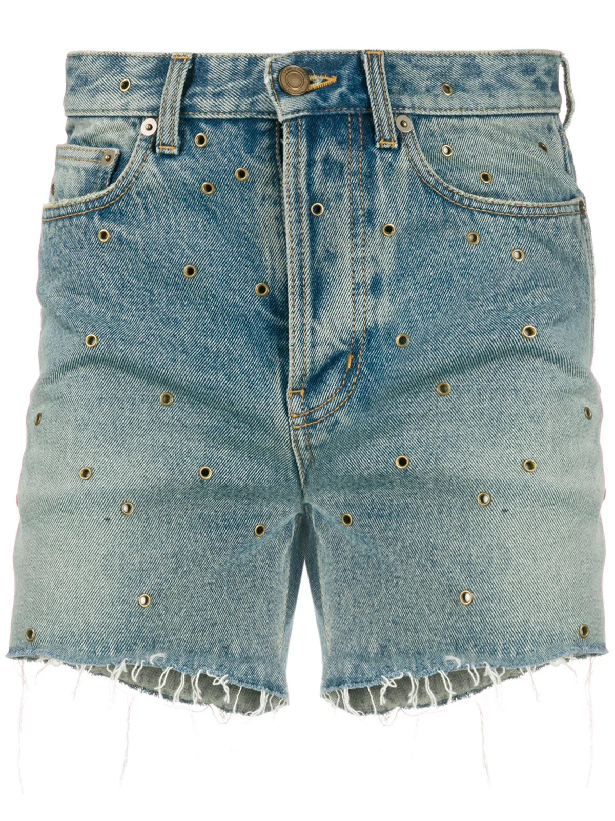 Jeans-Shorts mit Ösen