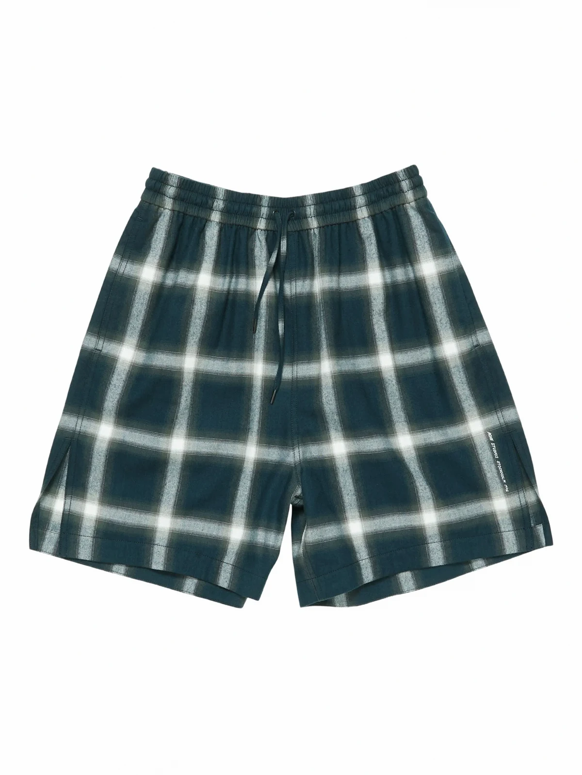 checked elastic-waist shorts