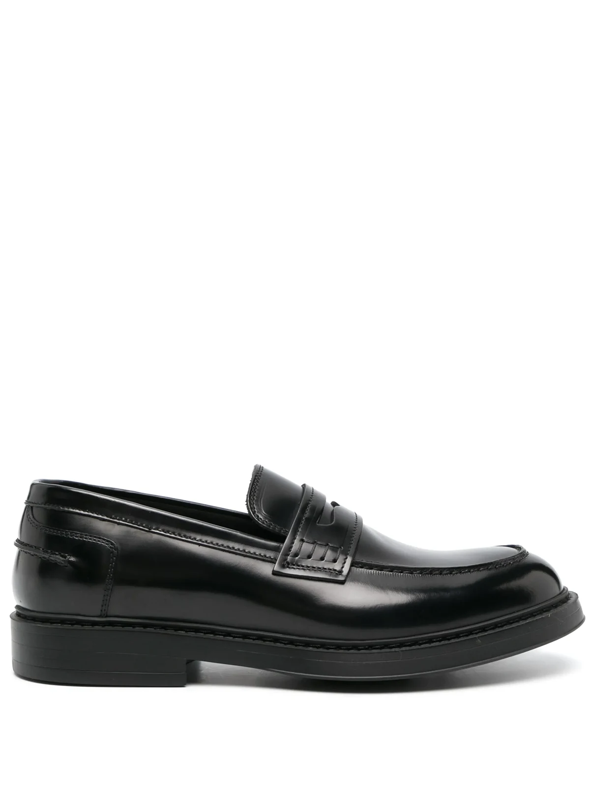 round-toe leather loafers