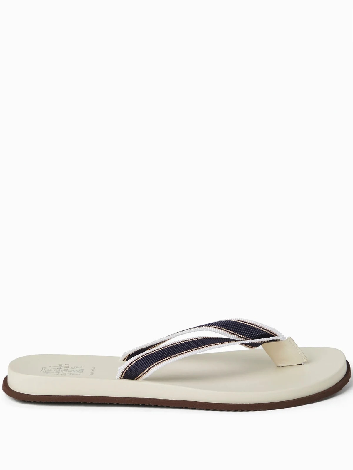 striped leather flip flops