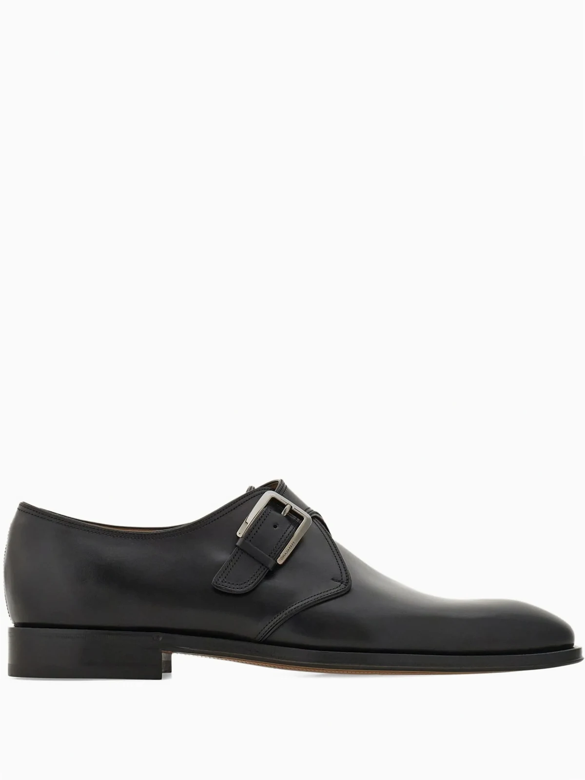 buckle-fastening leather monk shoes