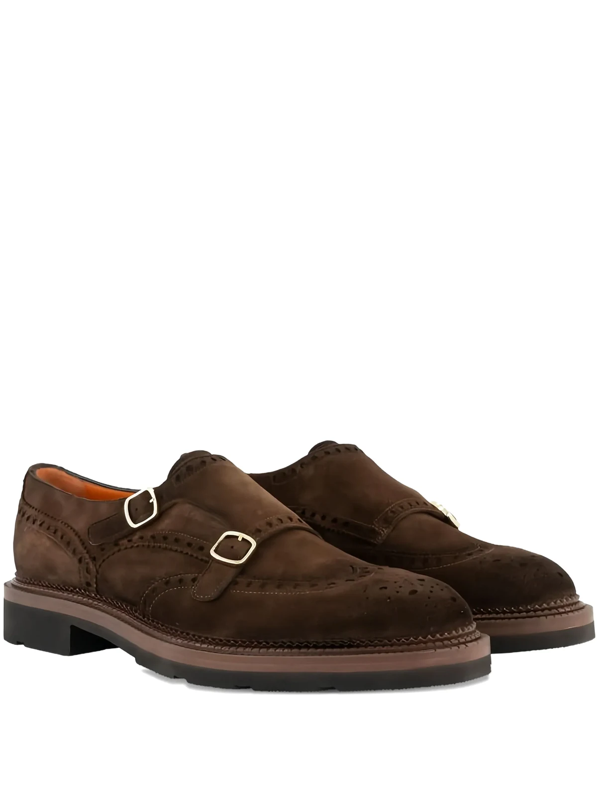 double-buckles suede monk shoes