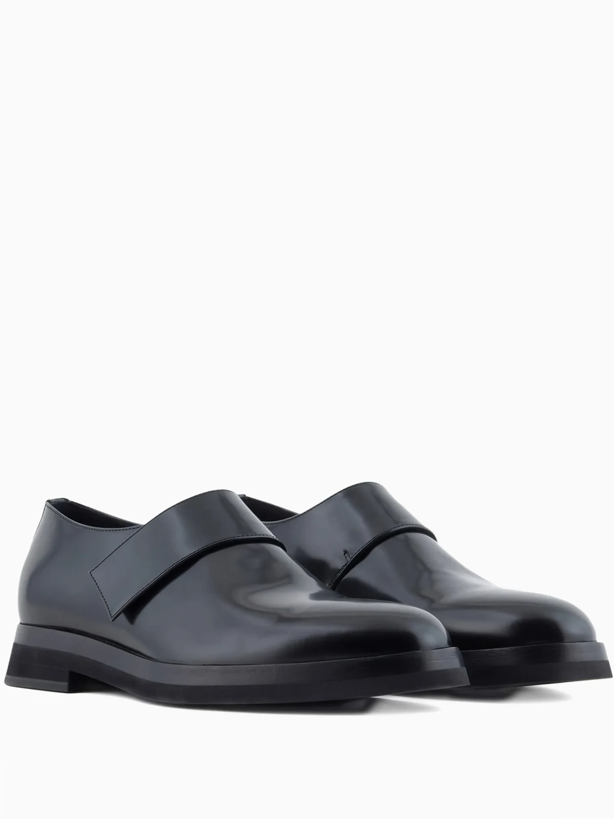 strap-detail leather monk shoes