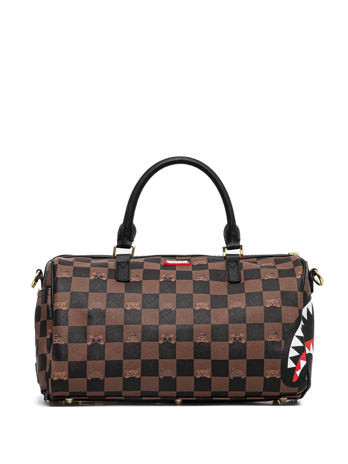 small Peeking Character check-pattern duffle bag