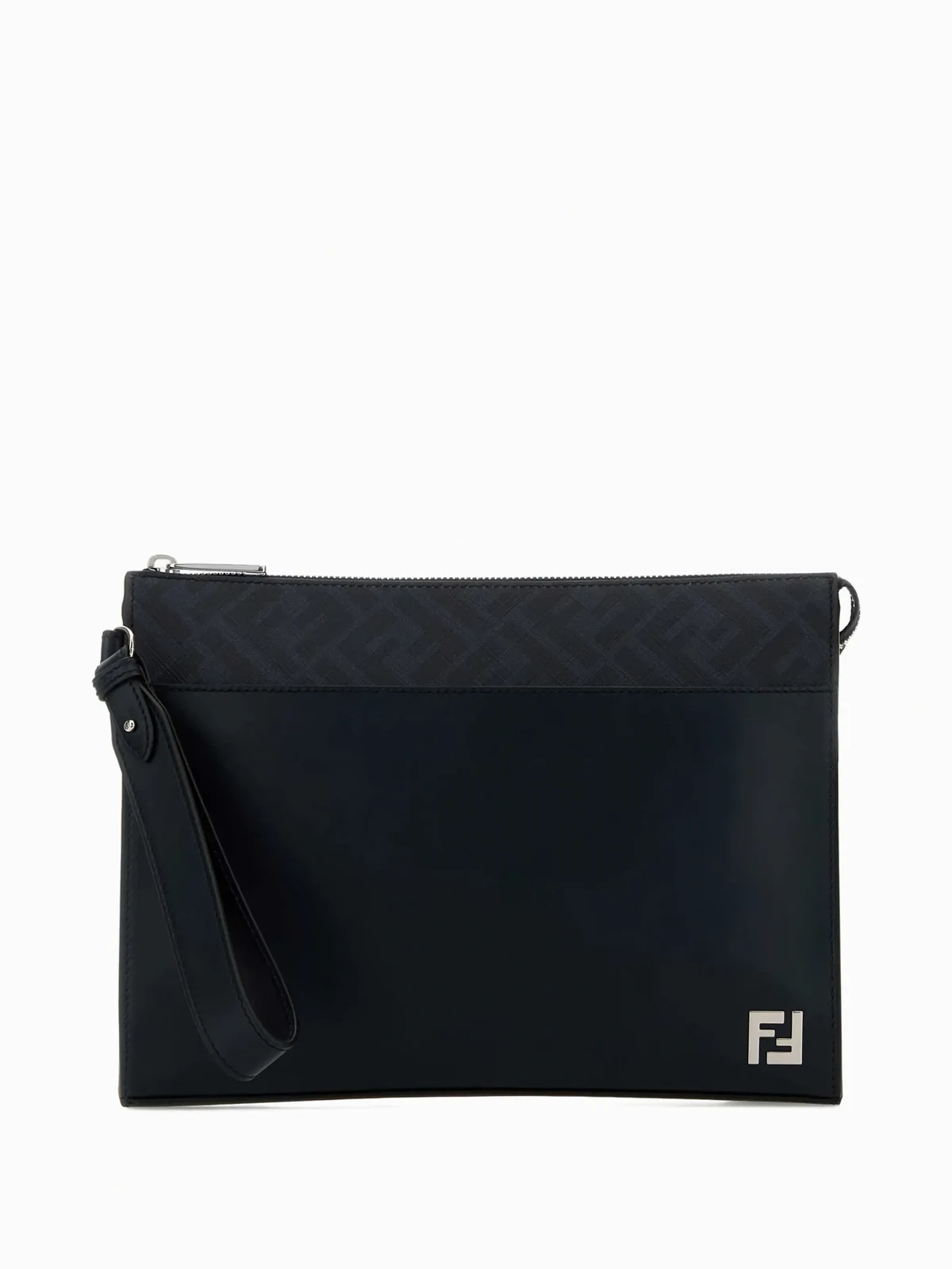 FF-appliqué clutch bag
