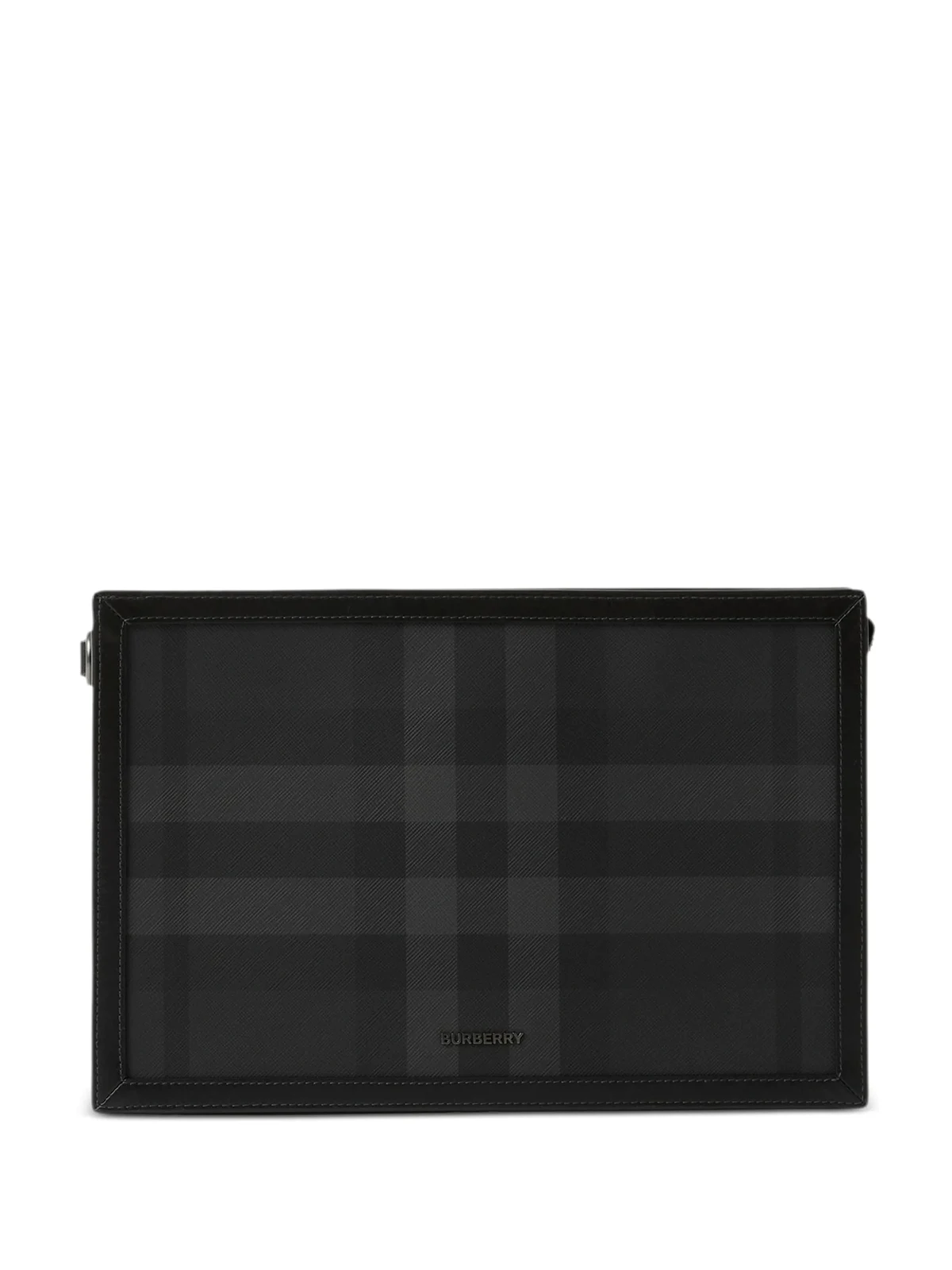 Karierte Clutch mit Logo-Schild