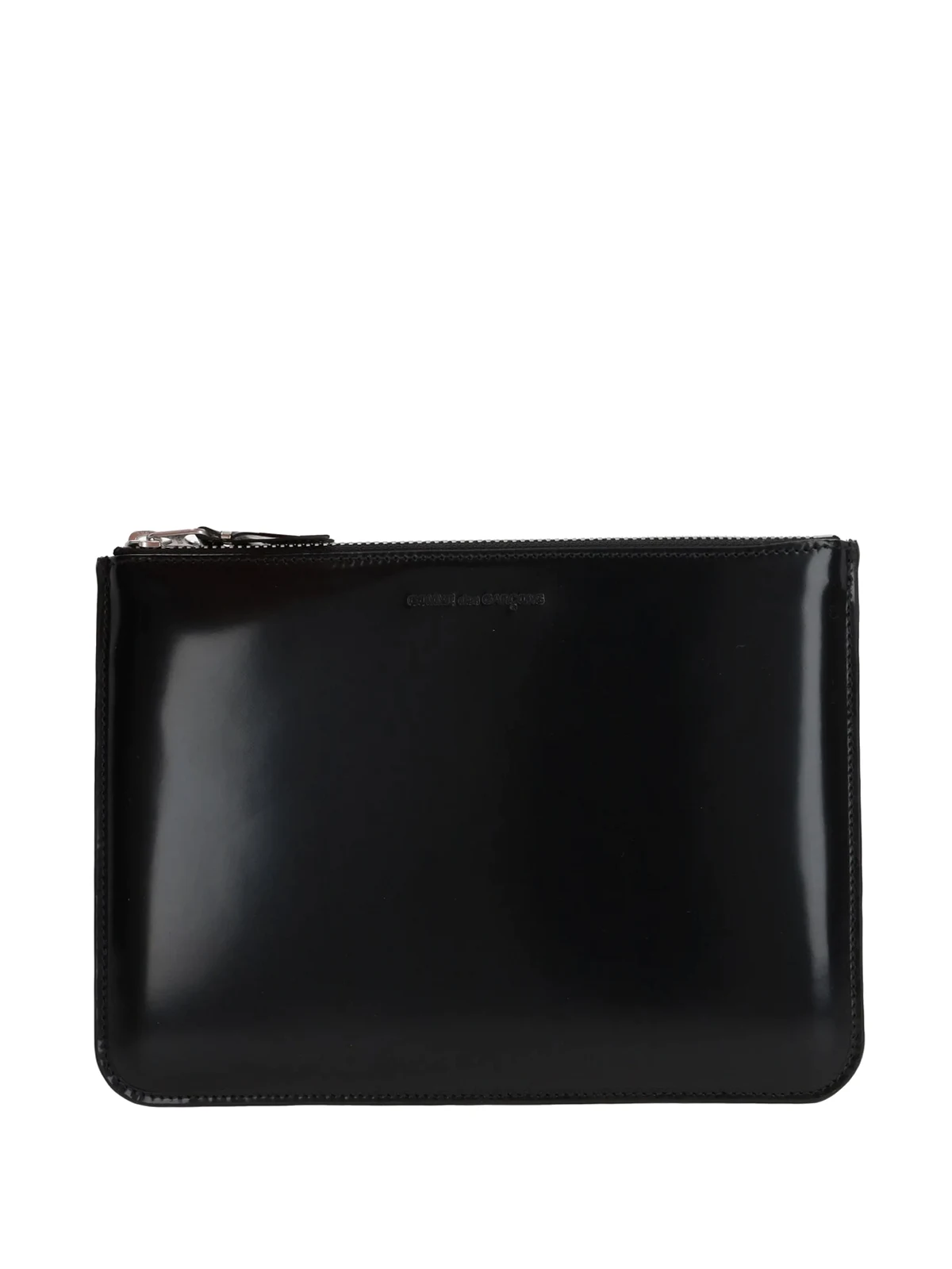 logo-debossed leather clutch bag