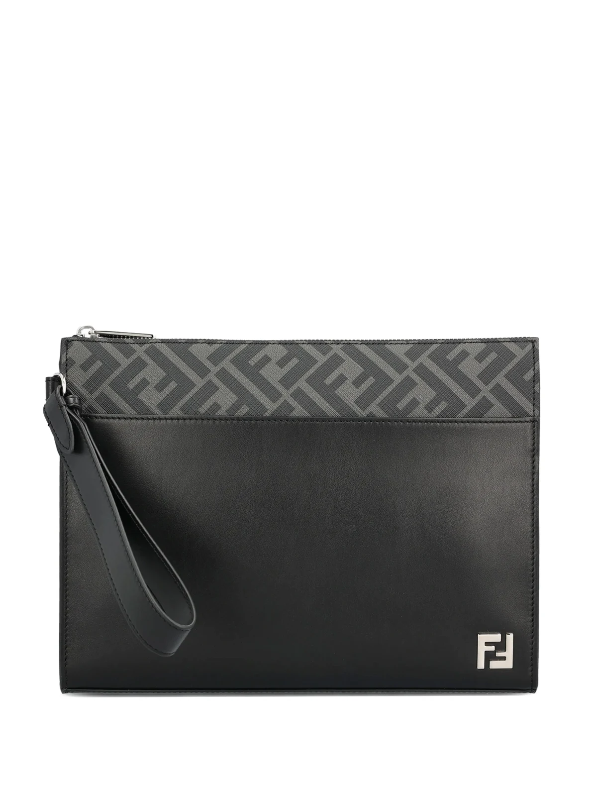 FF motif leather clutch
