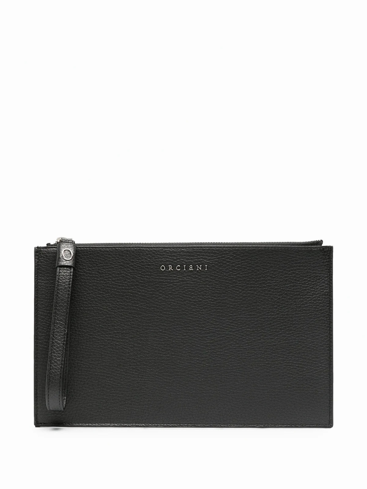 logo-lettering leather clutch