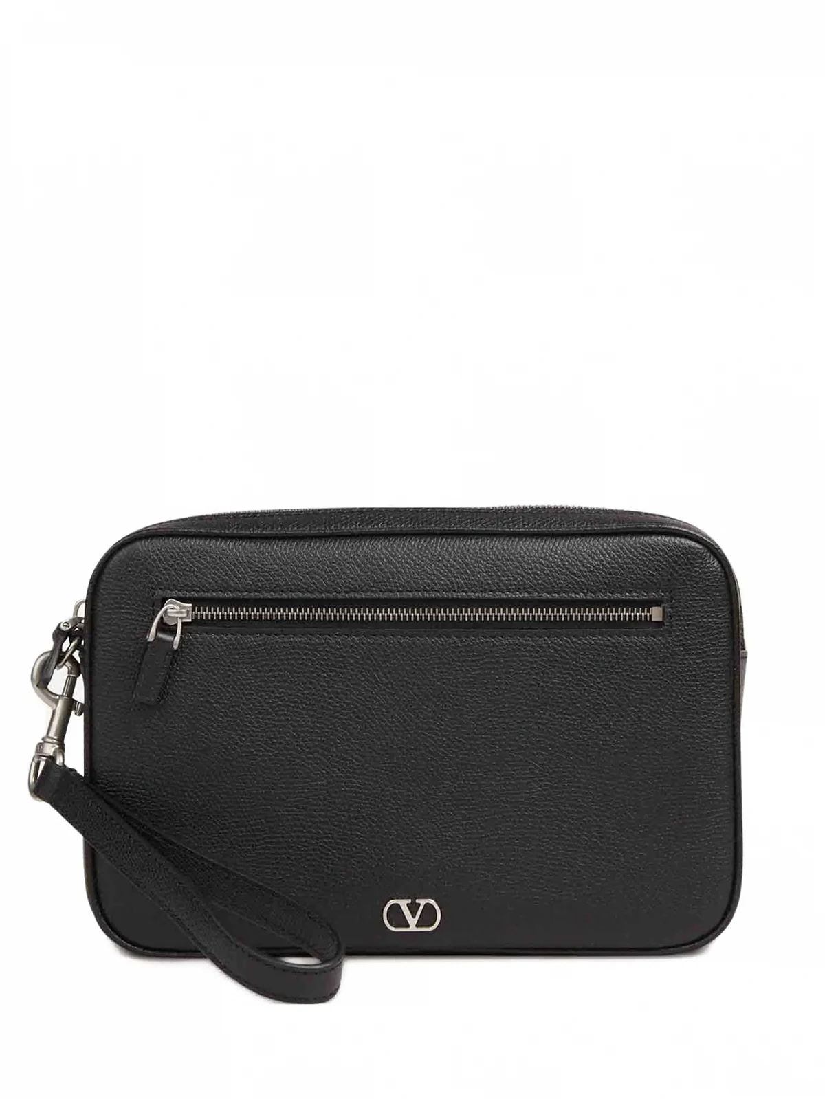 logo zip-top clutch bag
