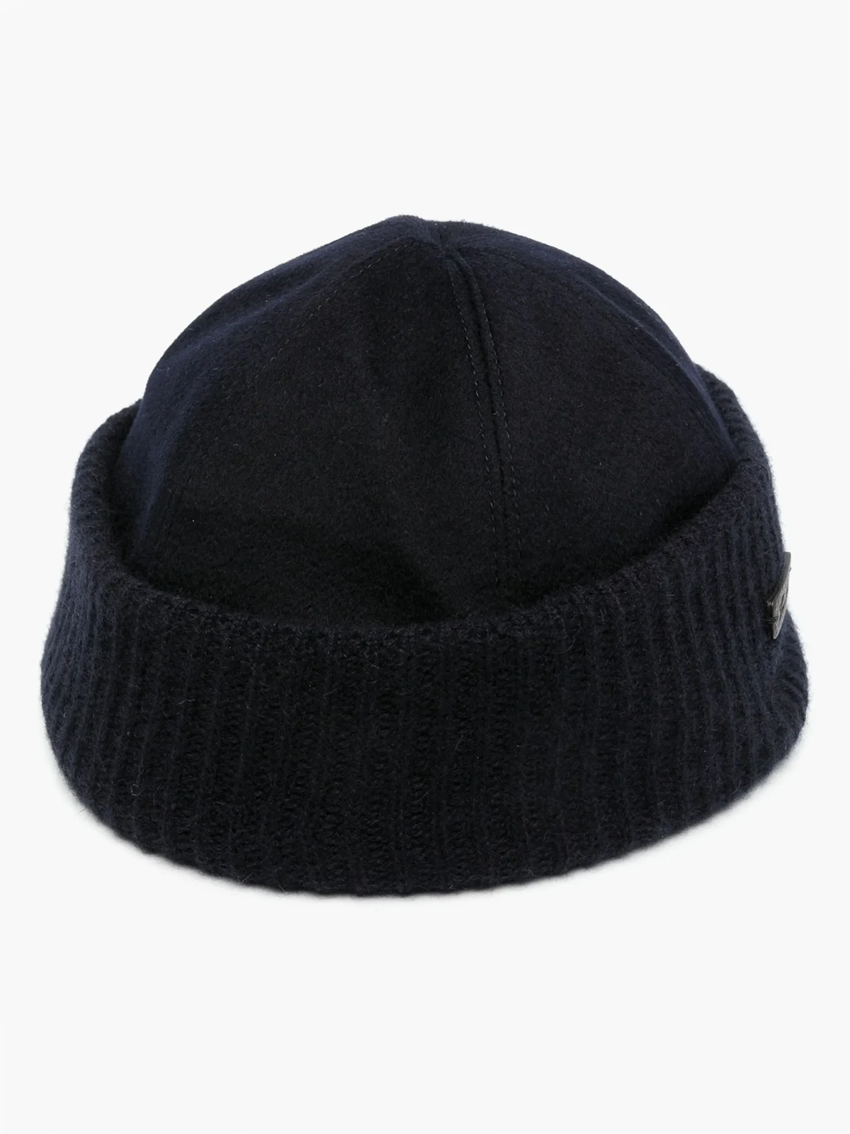 logo-patch leather beanie
