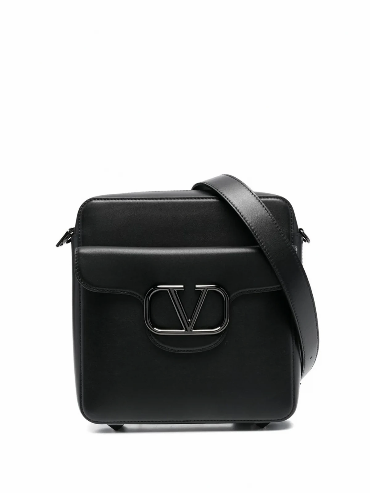 VLogo leather messenger bag
