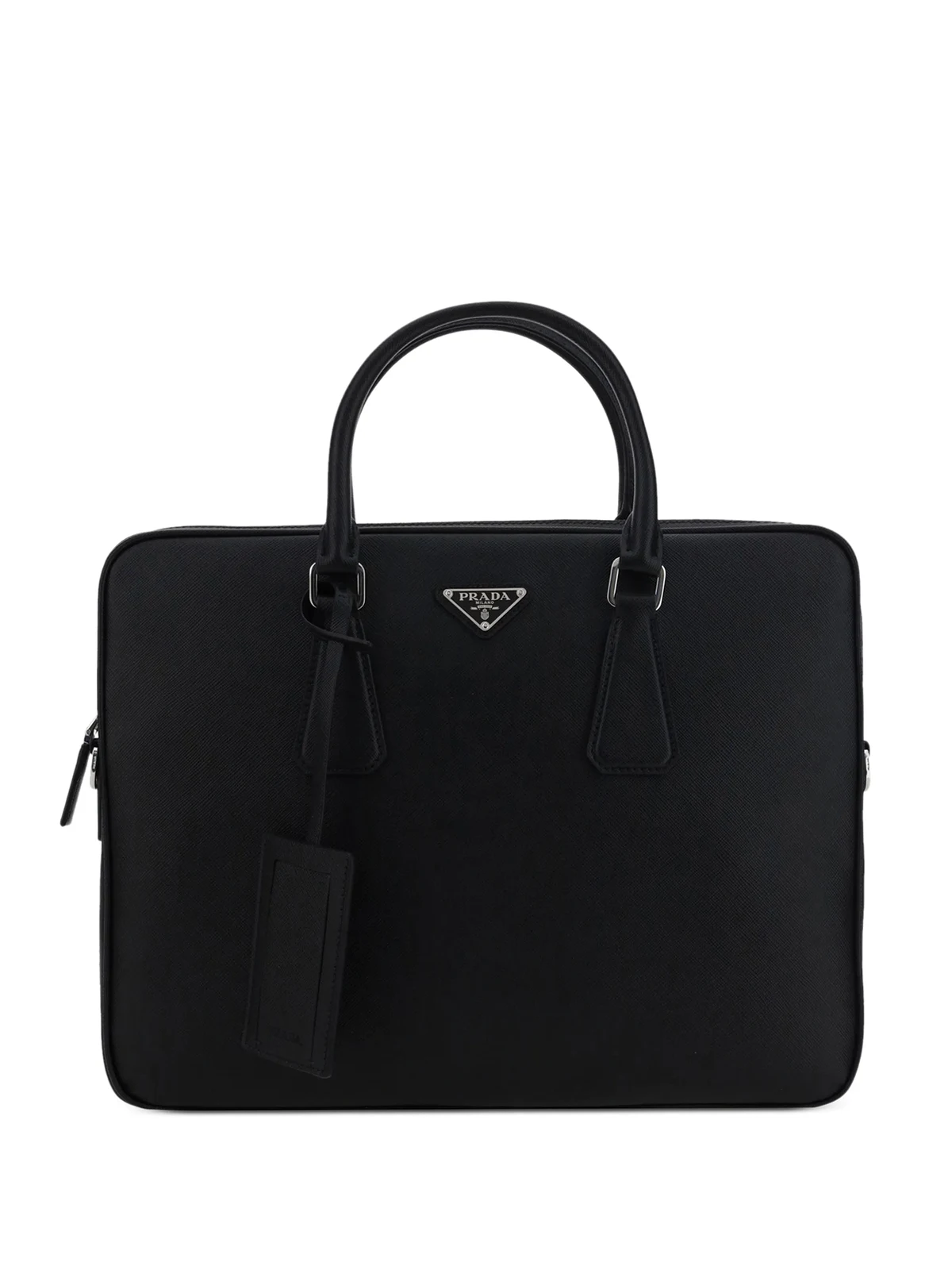 triangle-logo leather briefcase