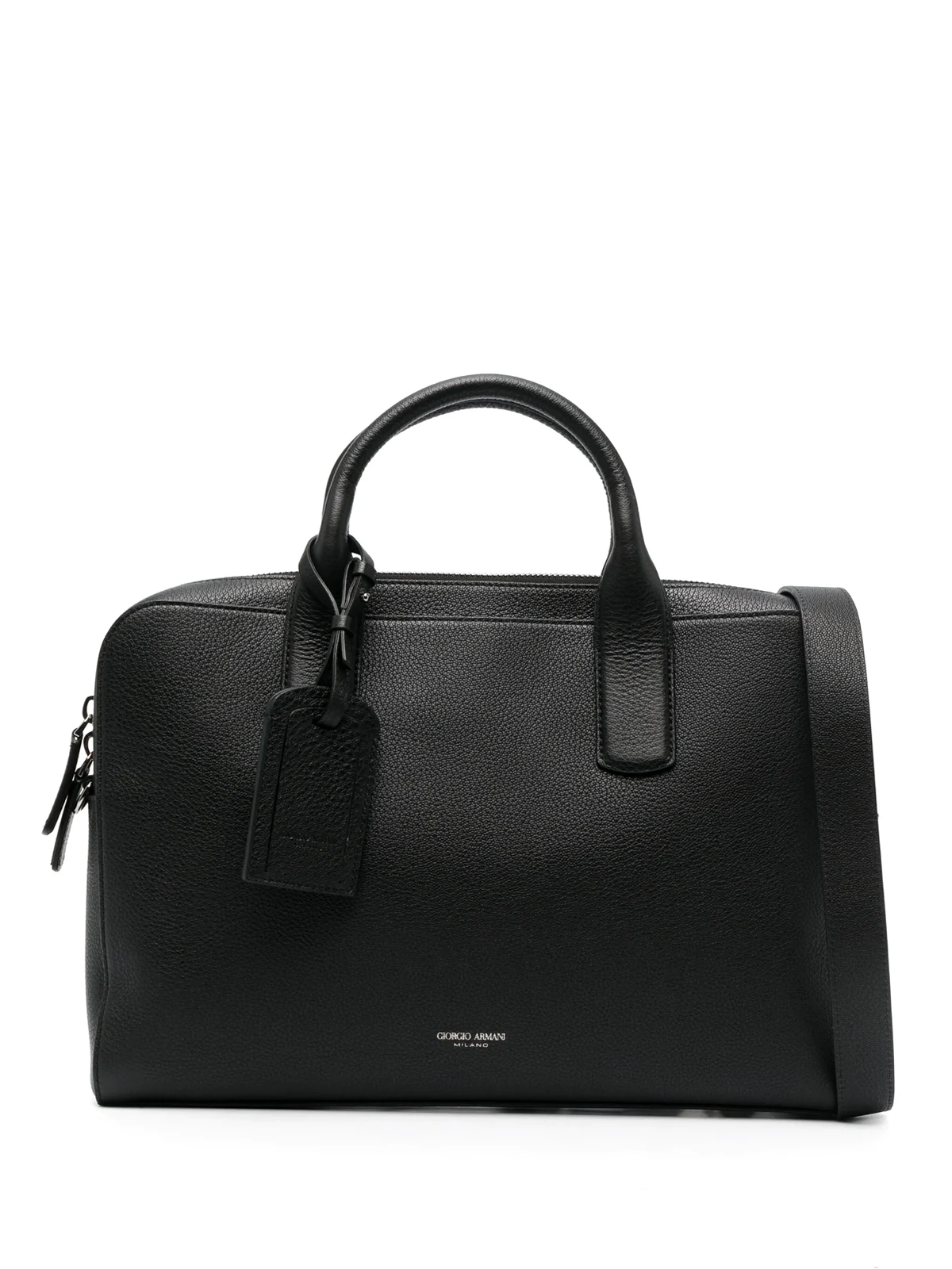 logo-stamp leather laptop bag