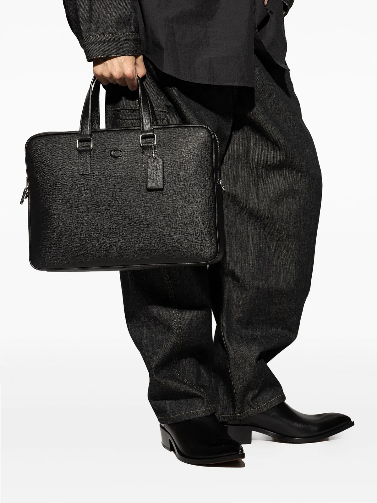 Caden top handle leather briefcase