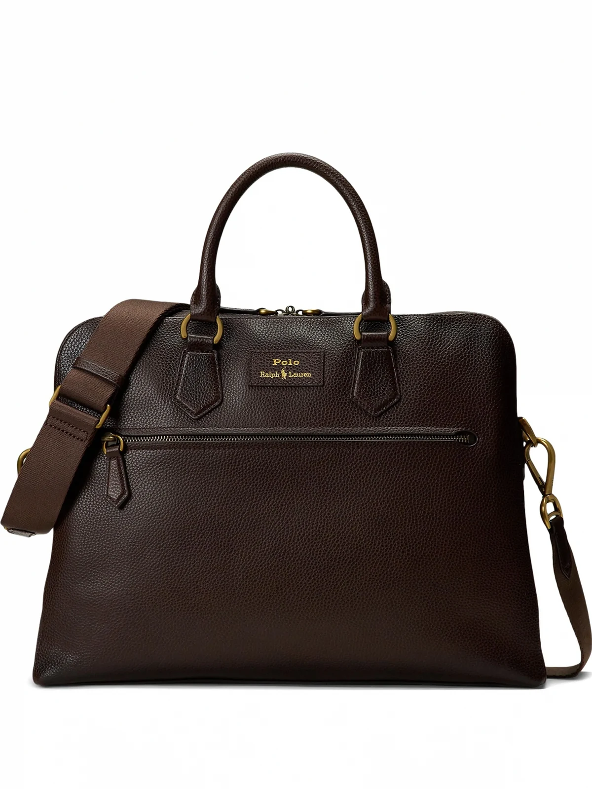 pebble-leather detachable-strap briefcase