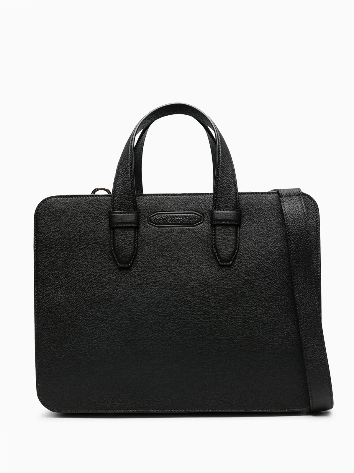 logo-embossed leather briefcase