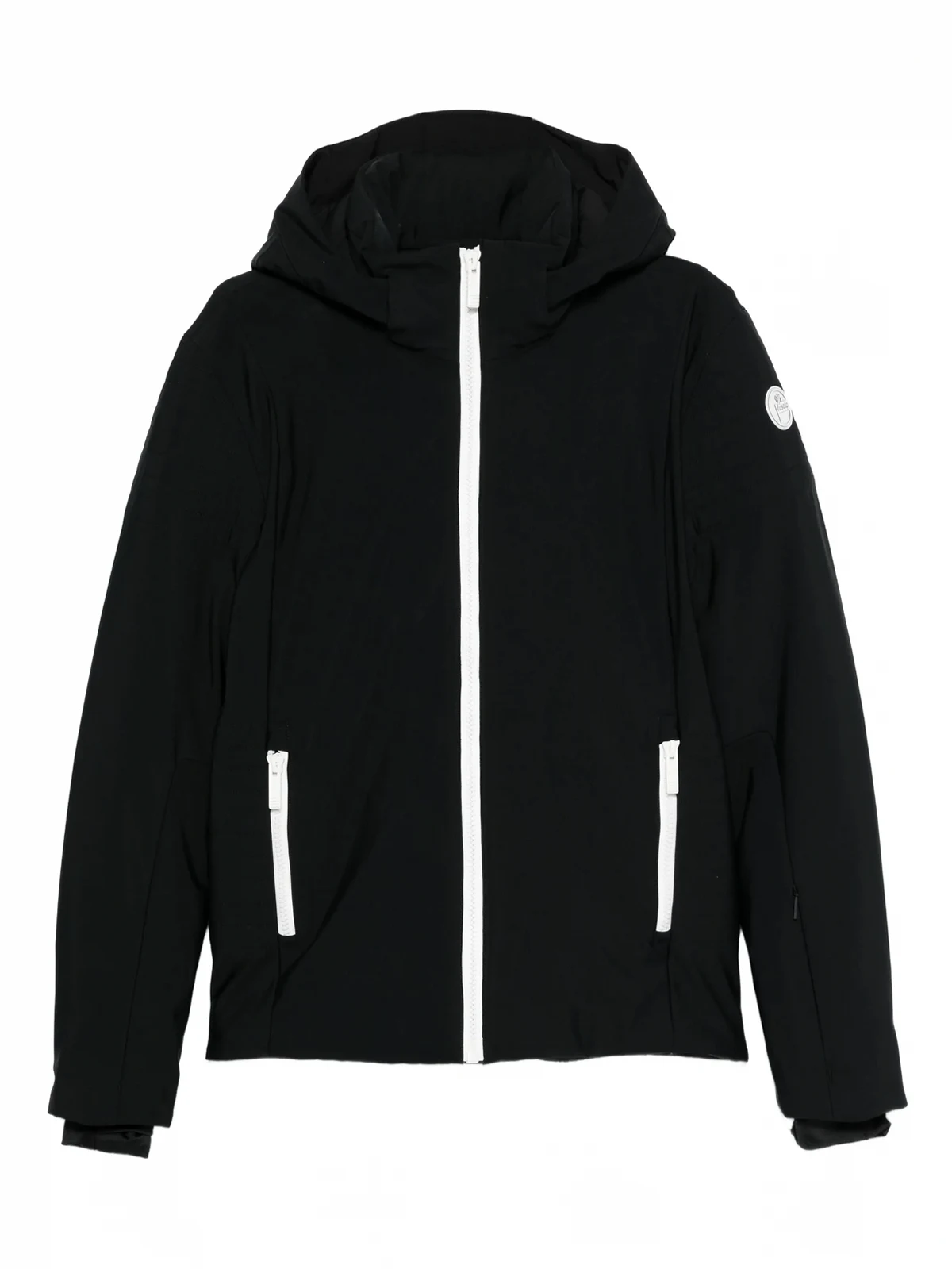 hooded zip-front ski jacket