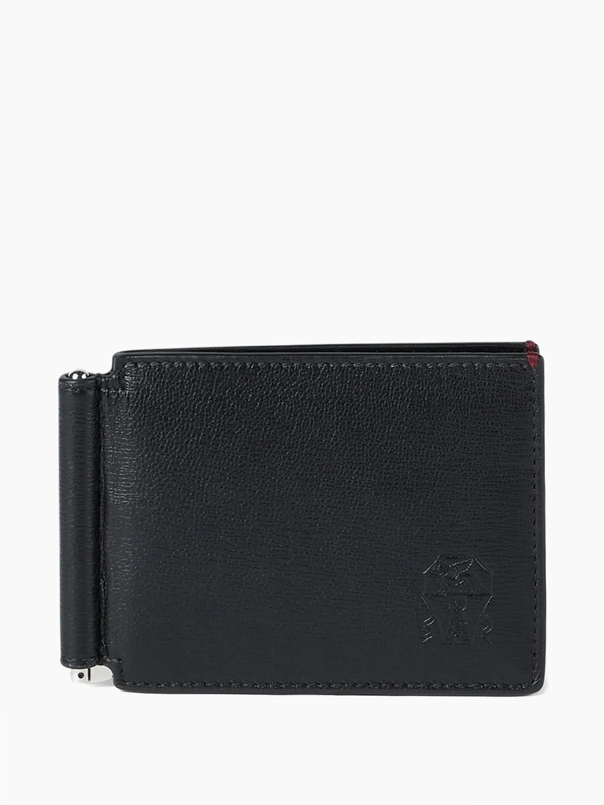 grained leather money clip wallet