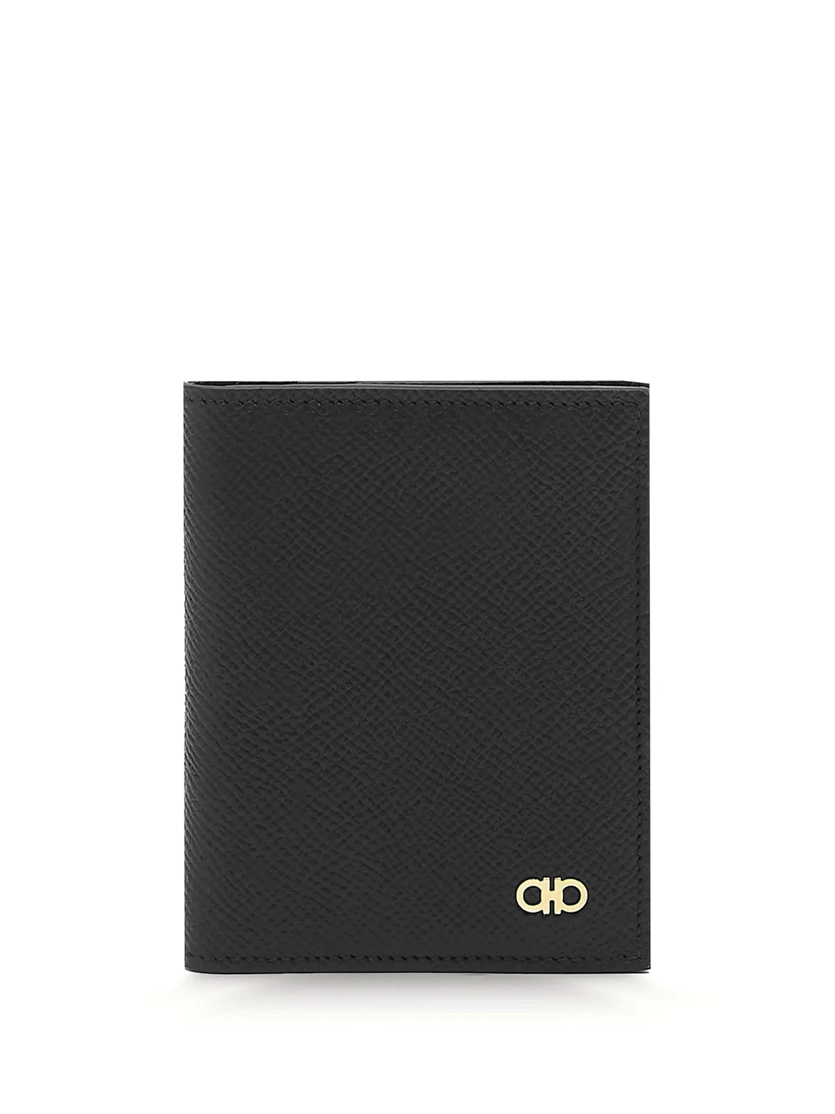 Gancini-plaque leather card holder