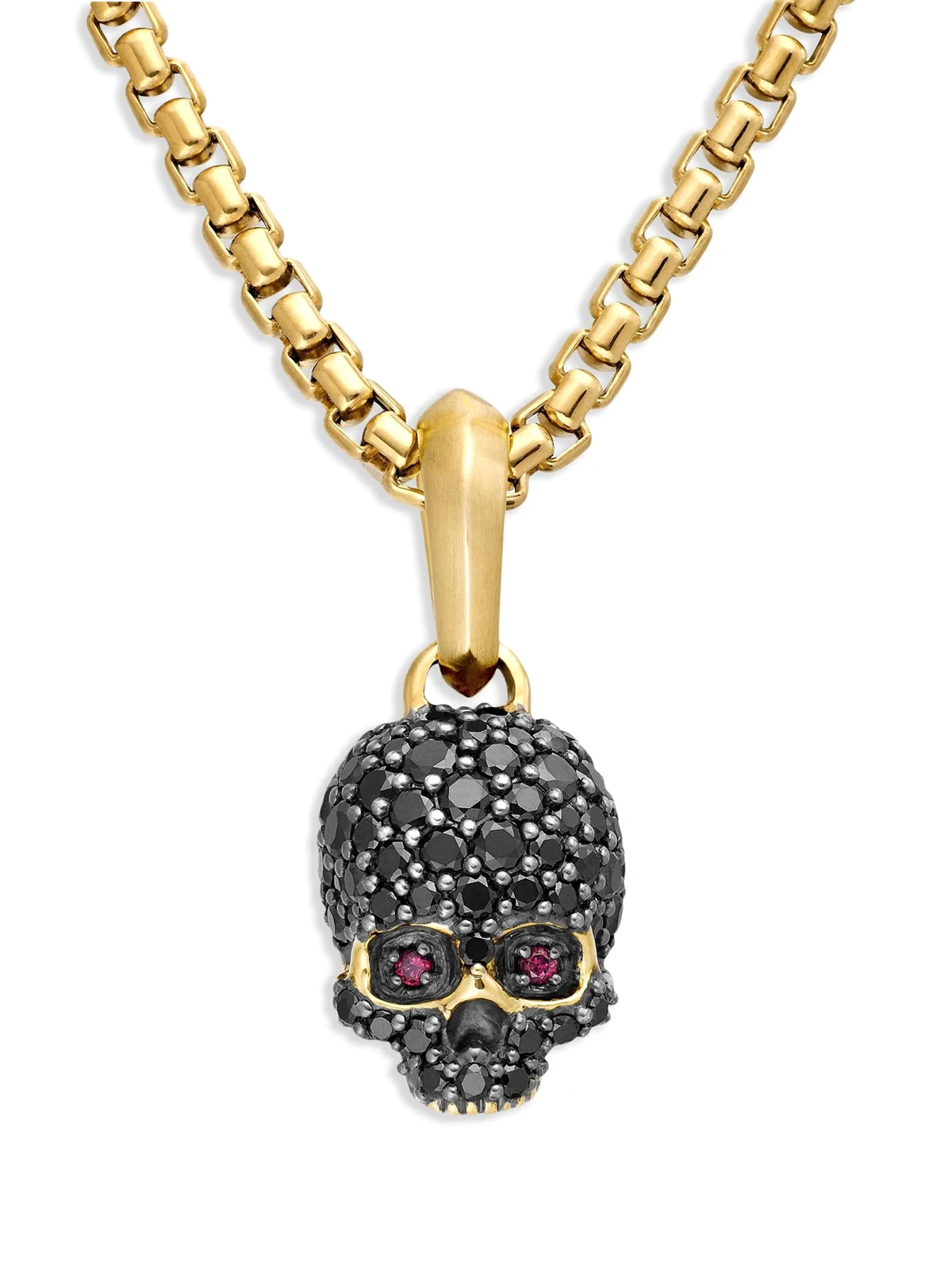 18kt Memento Mori Skull Gelbgoldamulett mit Diamanten (14mm)