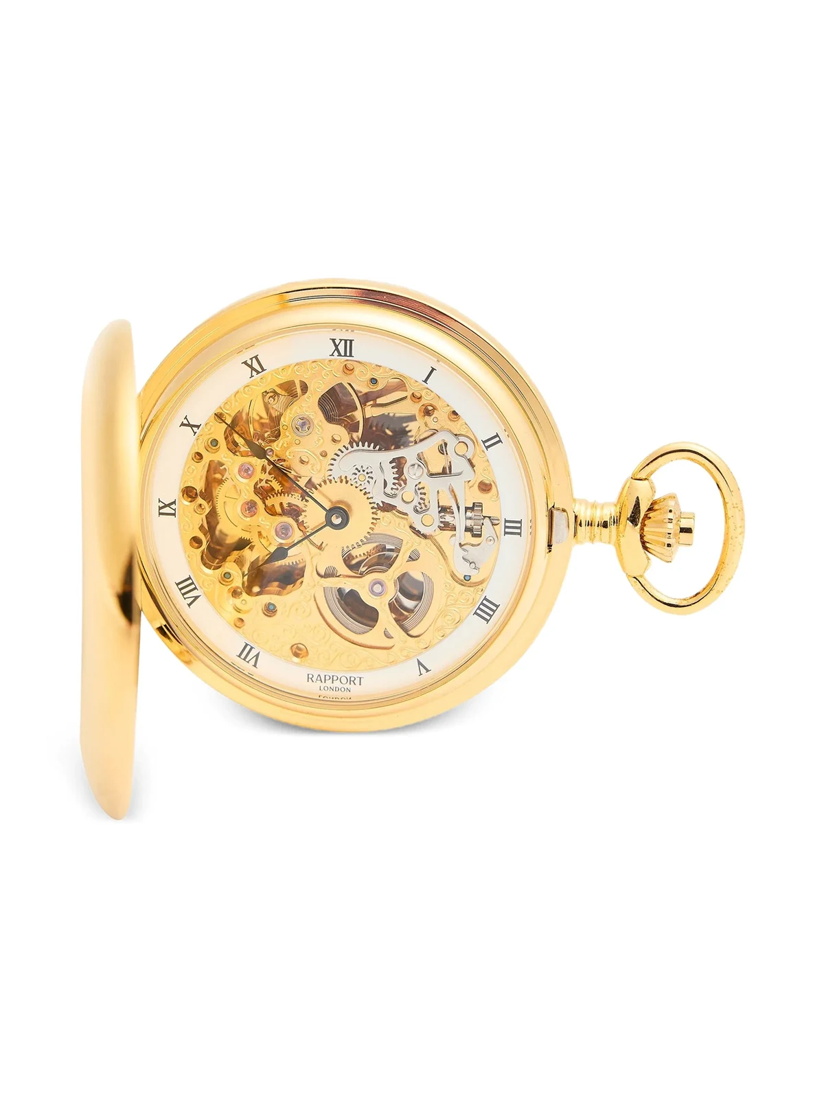 skeleton double hunter pocket watch