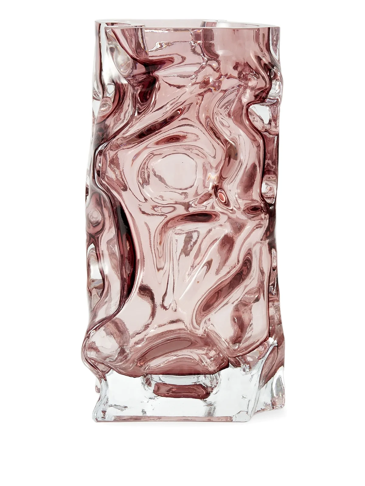 Ice sculptural glass vase (29cm x 16cm x 15cm)