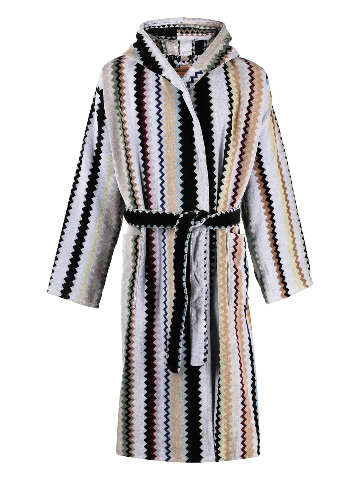 zigzag-print cotton bathrobe