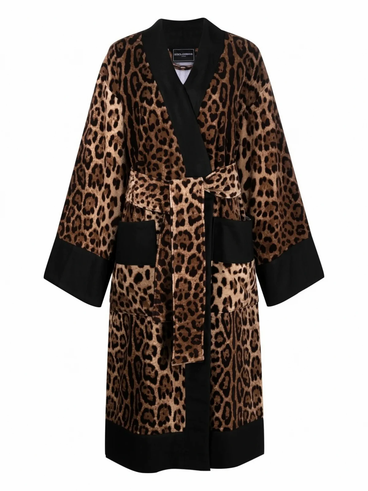 leopard-print terry cotton bath robe