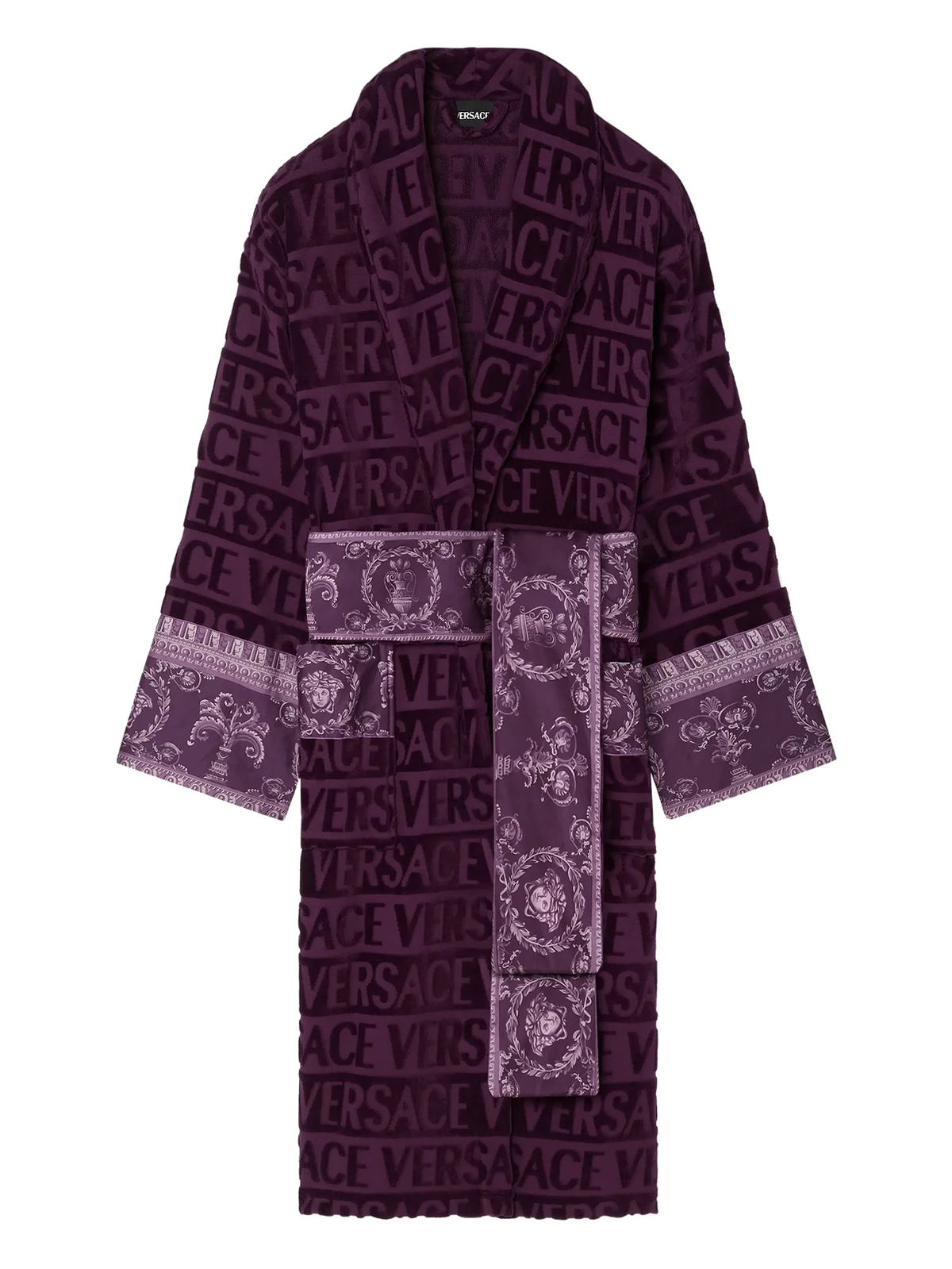 logo-print belted bathrobe