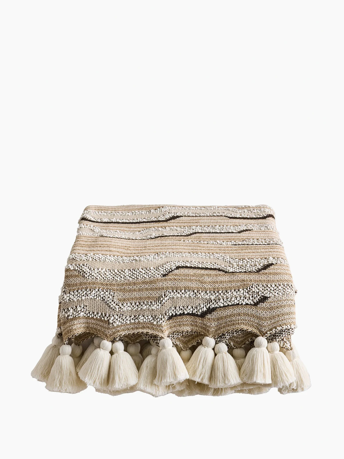 Cloud knitted tassel-detail throw