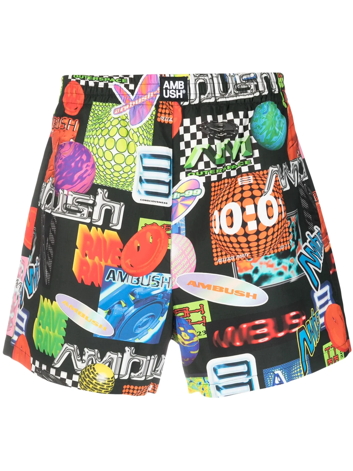 graphic-print elasticated-waistband shorts