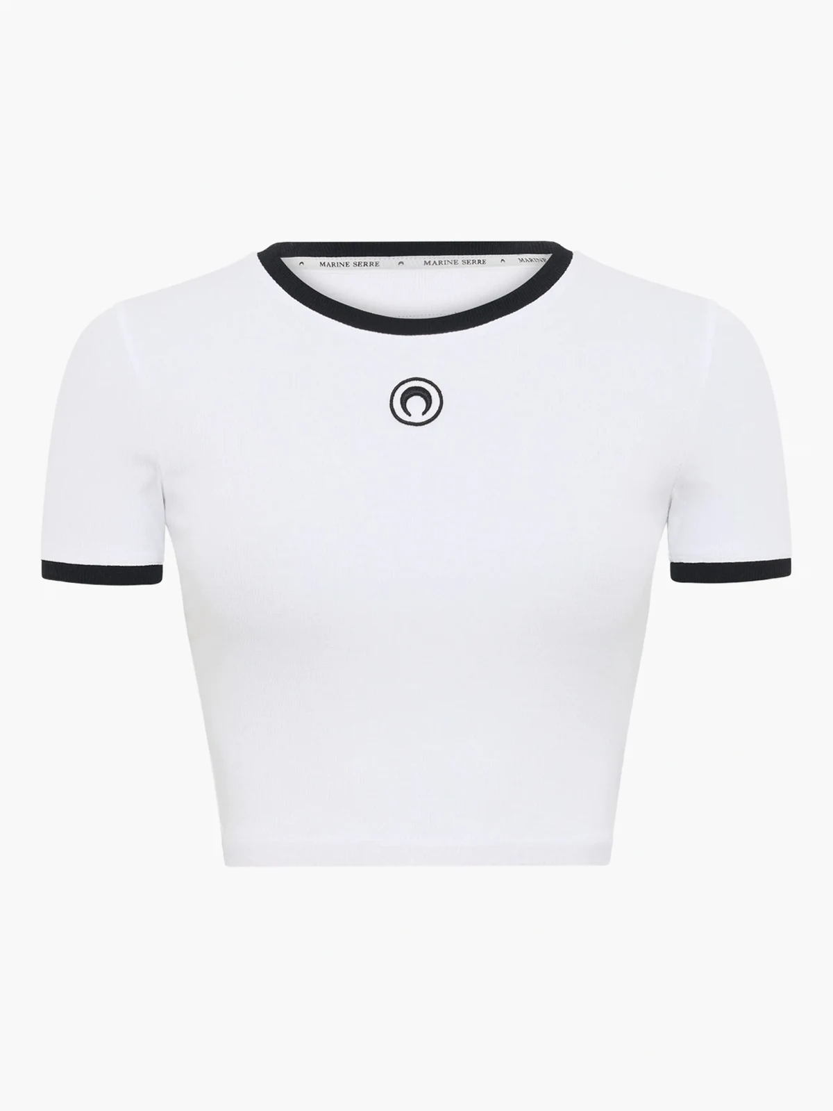 Geripptes Cropped-Top mit Mond-Logo