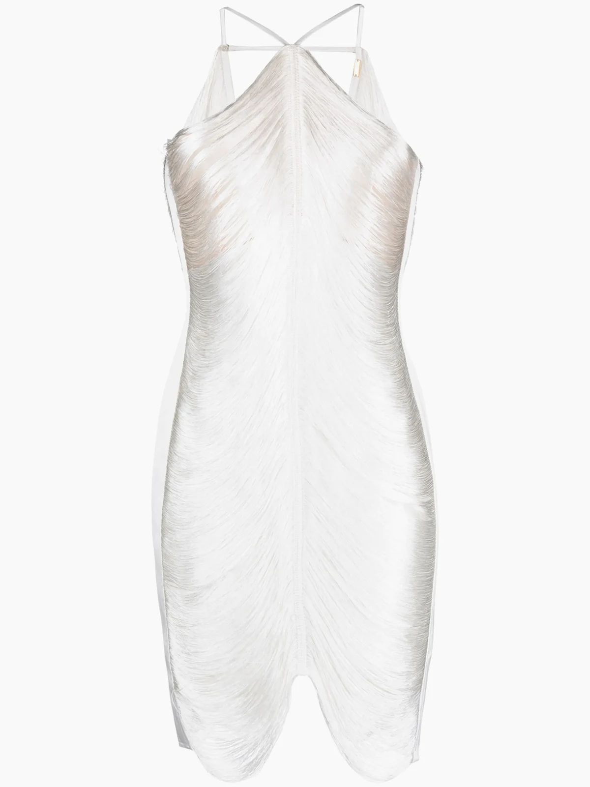 Mara halterneck fringed minidress