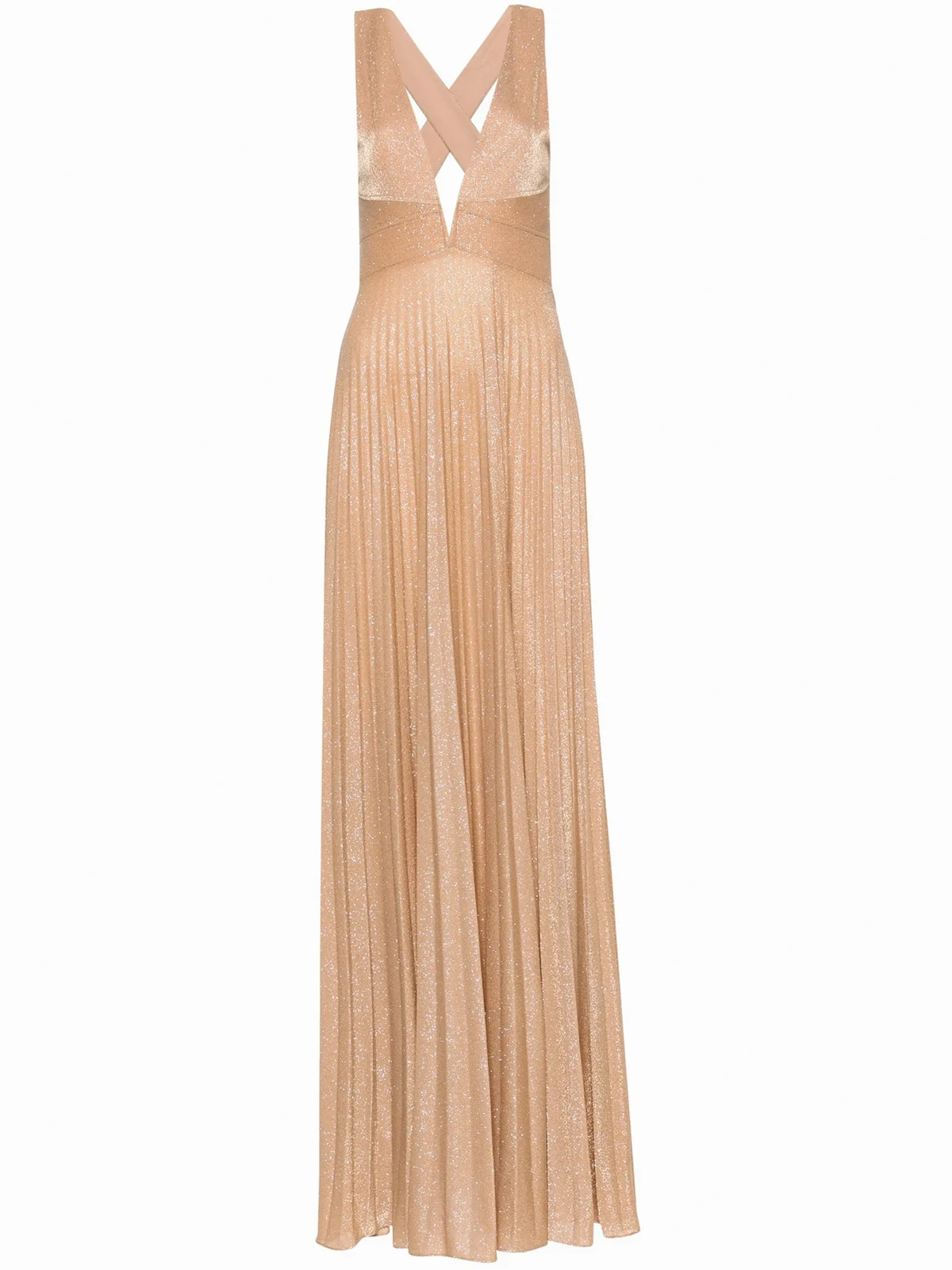 glittery plissé-effect gown