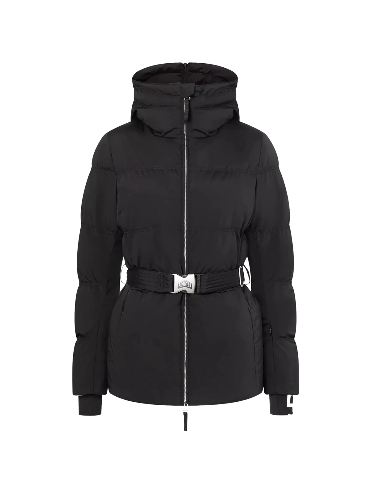 Dominique belted hooded ski jacket