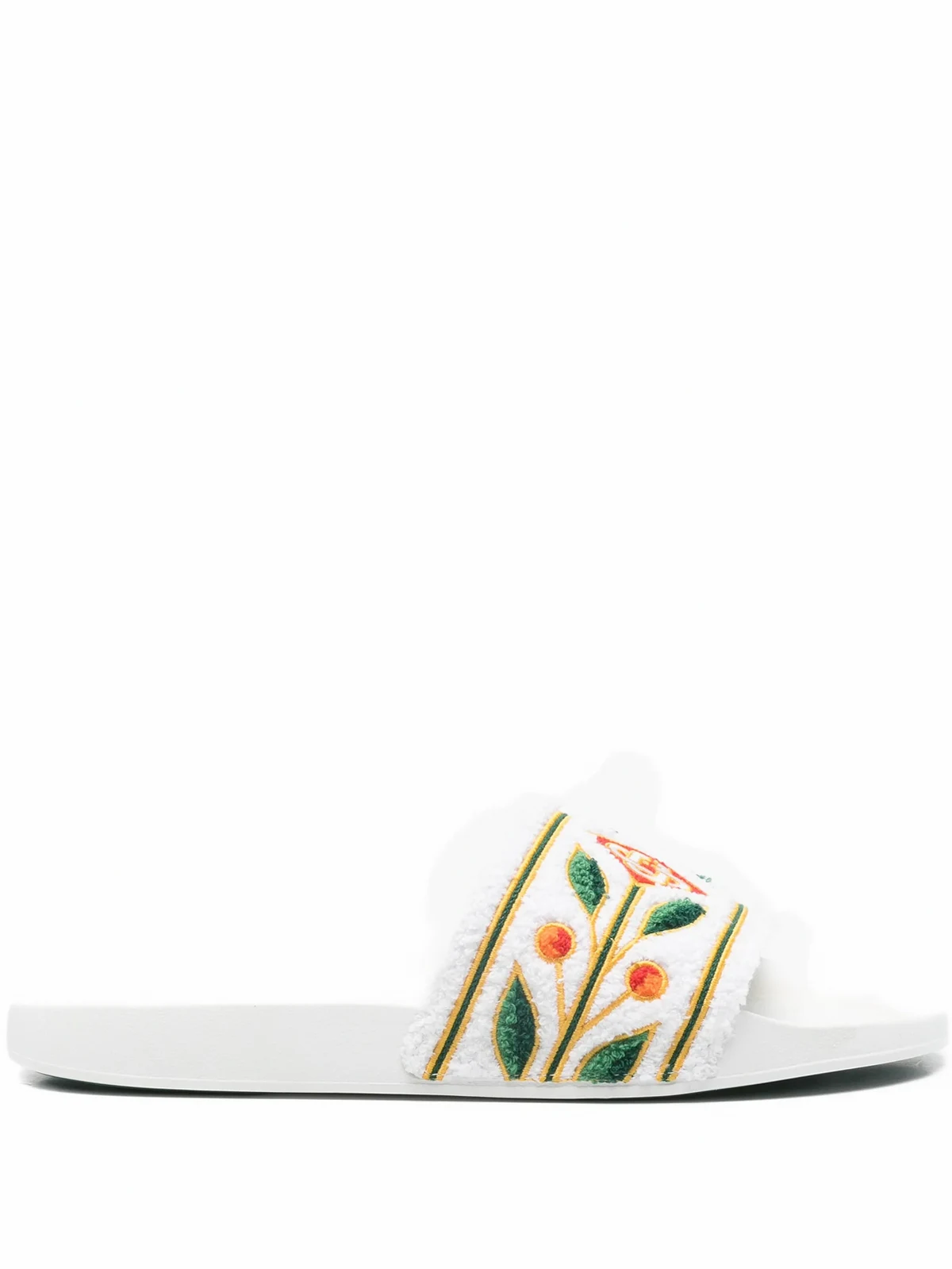 floral-embroidered slides
