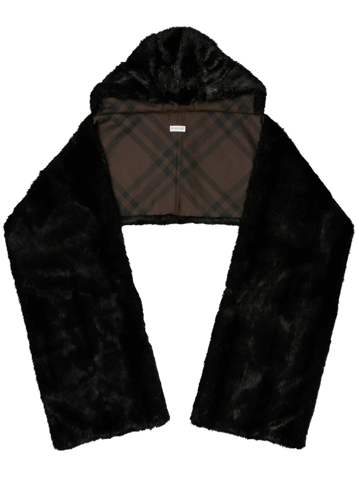 Schal aus Faux Fur mit Kapuze