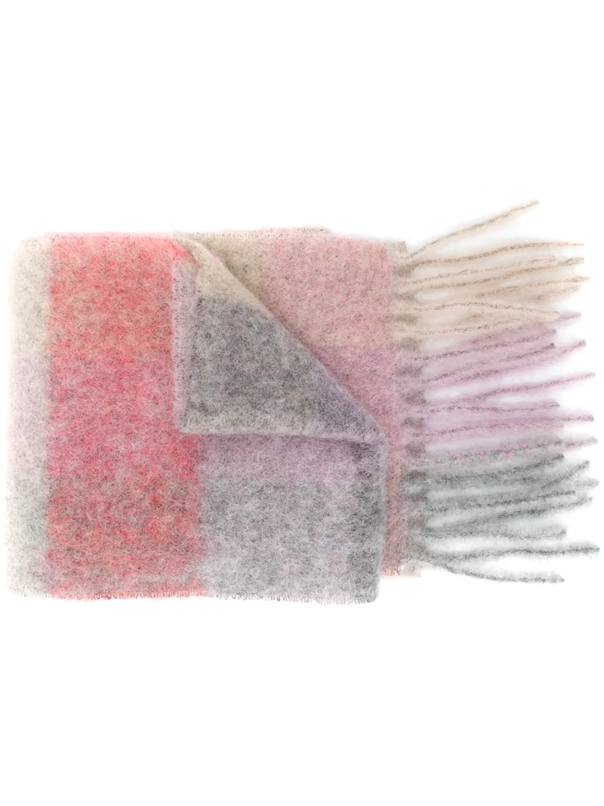 checked mohair-blend scarf