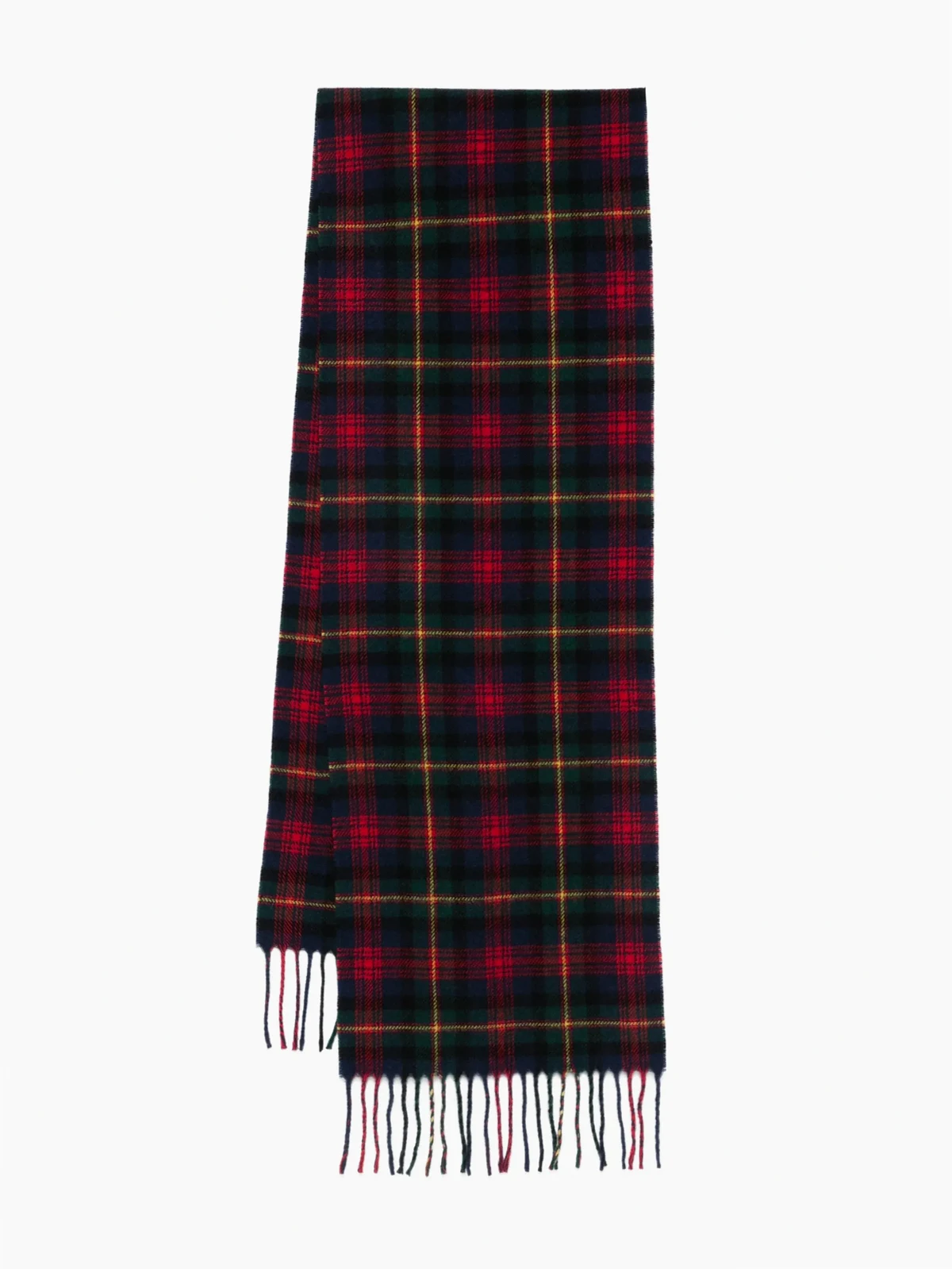 tartan-pattern fringed scarf