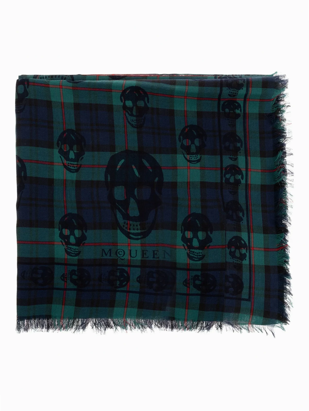 skull-print plaid scarf