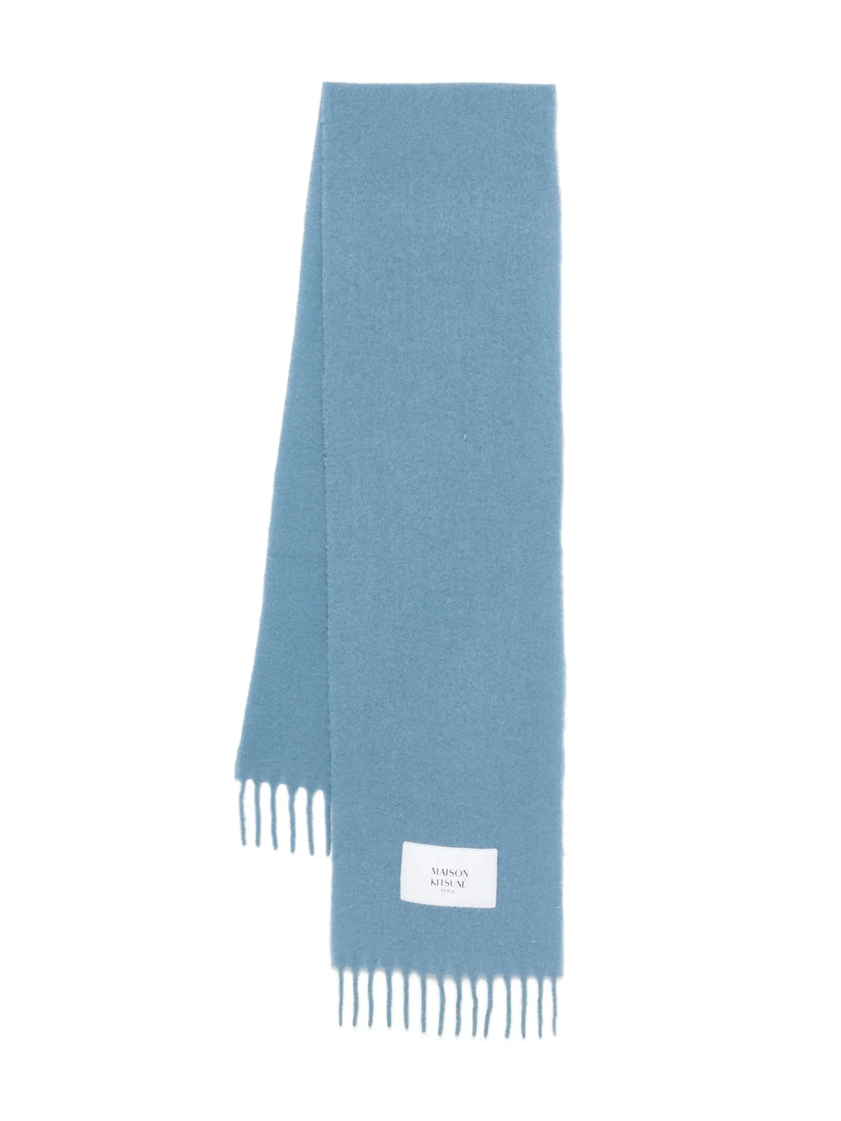 fringed logo-patch scarf