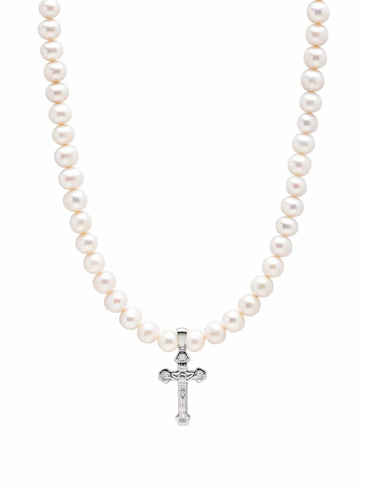 cross-pendant pearl necklace