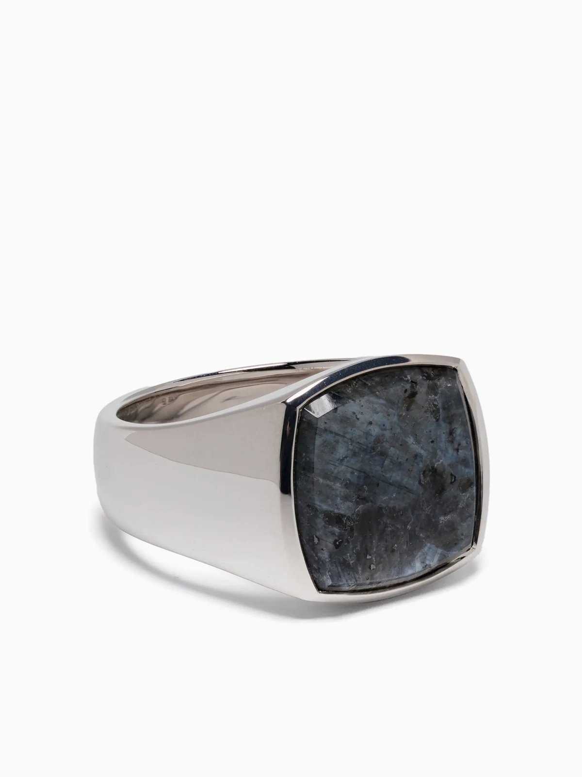cushion-cut larvikite ring