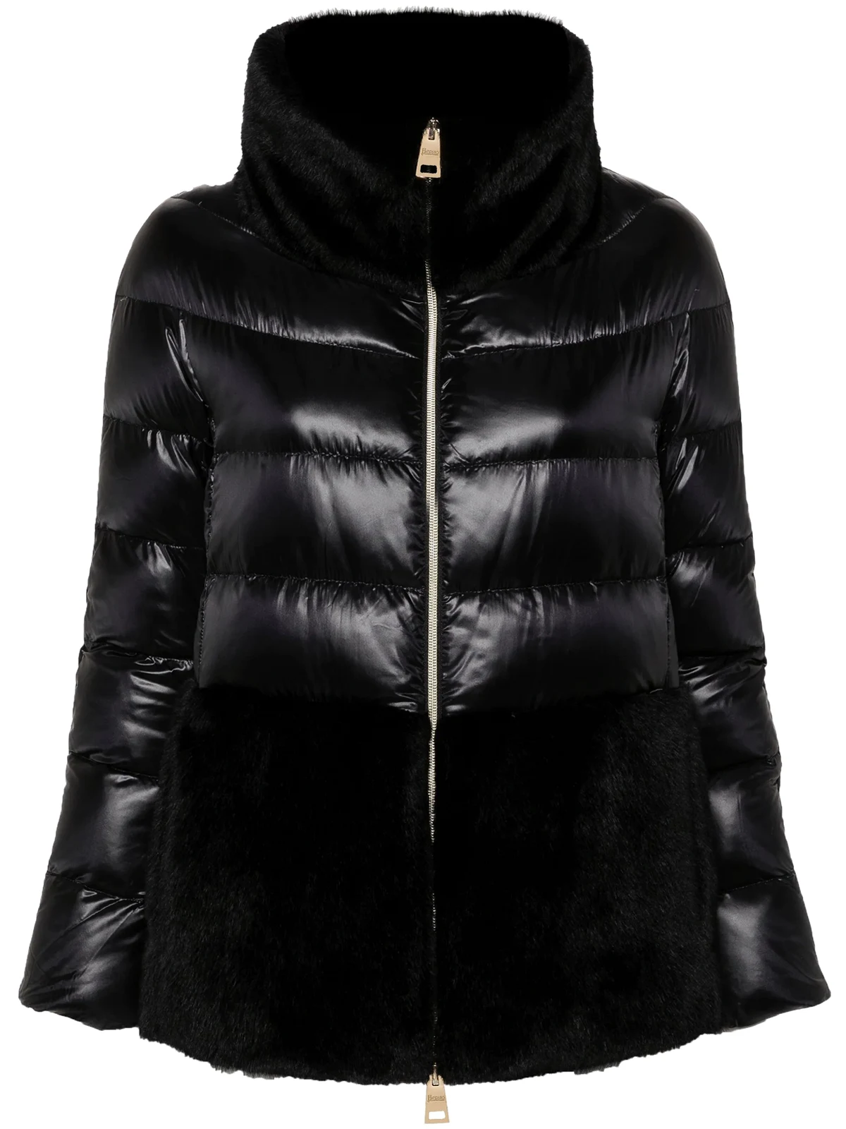 faux-fur quilted down jacket