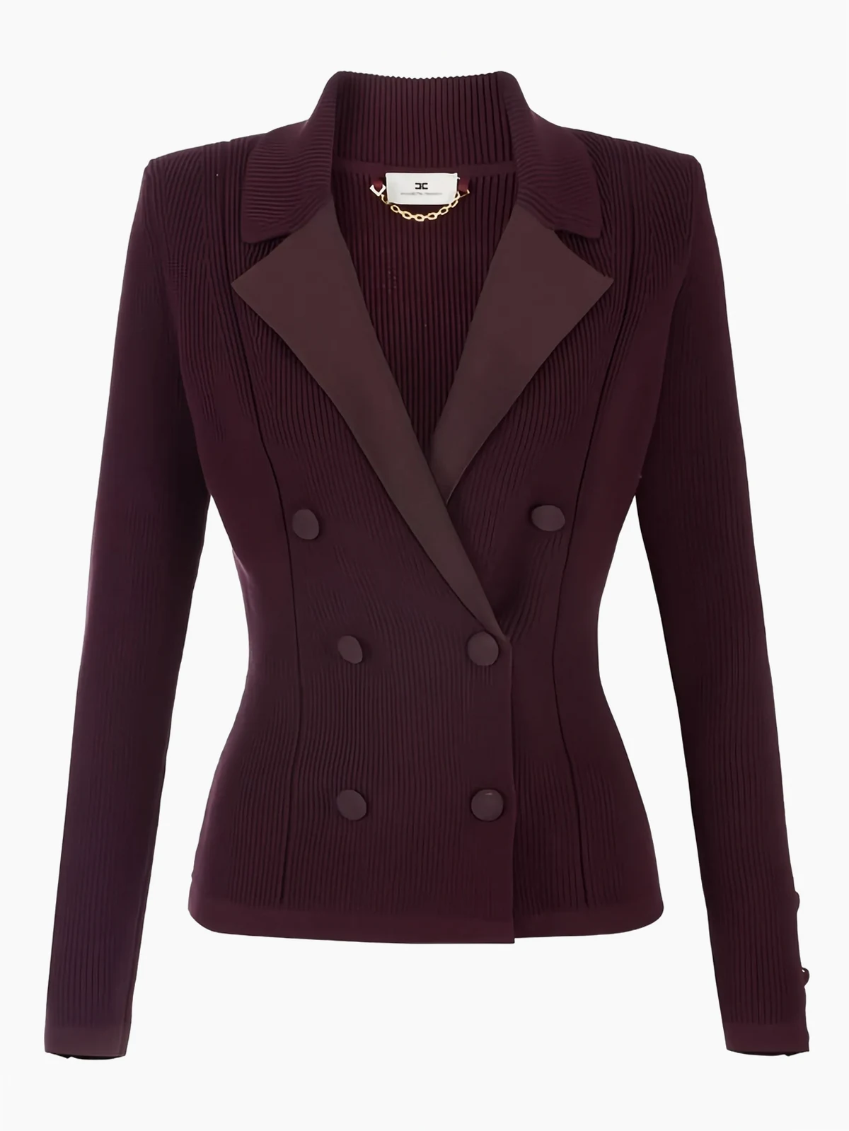 double-breasted ribbed-knit blazer